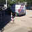 Parkeerpaal 70x70mm rood wit - neerklapbaar met bodemmontage