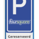 Verkeersbord RVV E08 met bedrijfslogo en tekst