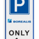 Verkeersbord parkeren bezoekers en leveranciers met pijl en logo - reflecterend