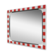Miroir de circulation acrylique - 1000x800mm - avec cadre rouge/blanc
