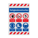 Veiligheidsbord met veiligheidsinstructies PBM en 6 pictogrammen