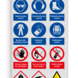 Veiligheidsbord voor betreden terrein met werkvergunning en 12 verschillende pictogrammen