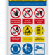 Veiligheidsbord met logo, veiligheidsinstructies en 9 pictogrammen