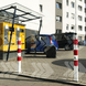 Antiparkeerpaal 70x70mm rood/wit - verwijderbaar met grondstuk