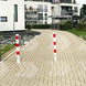 Anti parkeerpaal 70x70mm rood/wit - verwijderbaar met grondstuk