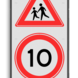 Verkeersbord ZONE J21 A01-10 - spelende kinderen / stapvoets rijden