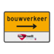 Verkeersbord route bouwverkeer + pijl - met logo