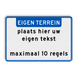 Verkeersbord met eigen tekst - blauw/wit - reflecterend