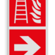 Brand bord met pictogram ladder en pijl