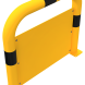 Beschermbeugel staal geel/zwart Ø76mm met gesloten plaat - vloerbevestiging
