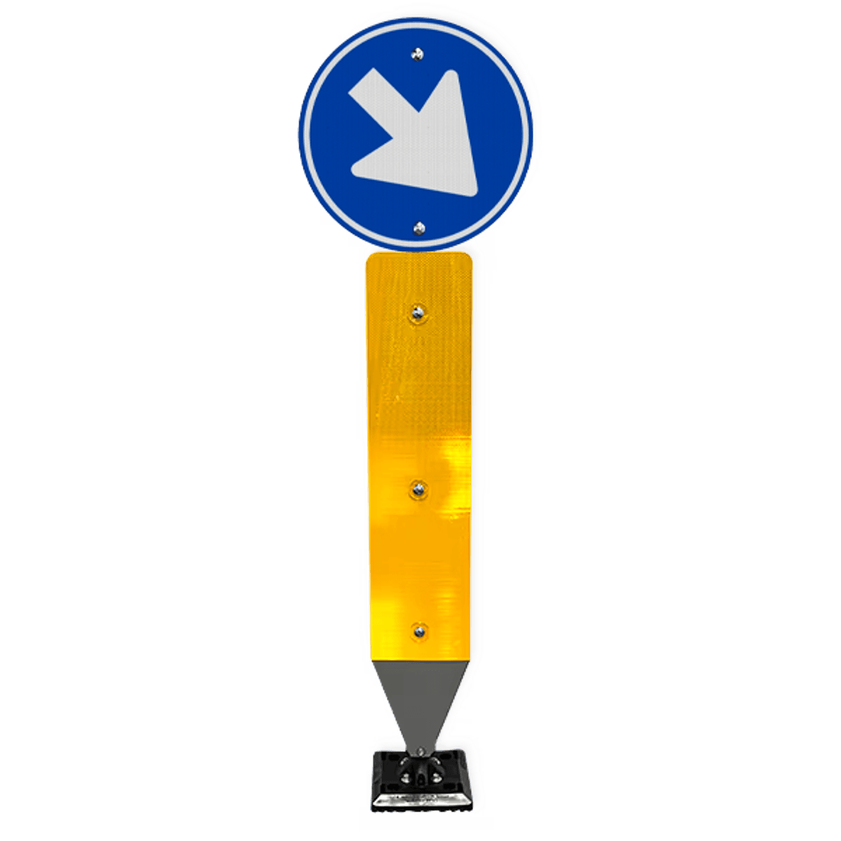 Flexibele verkeerspaal BB22 met rijrichting bord D02 reflecterend