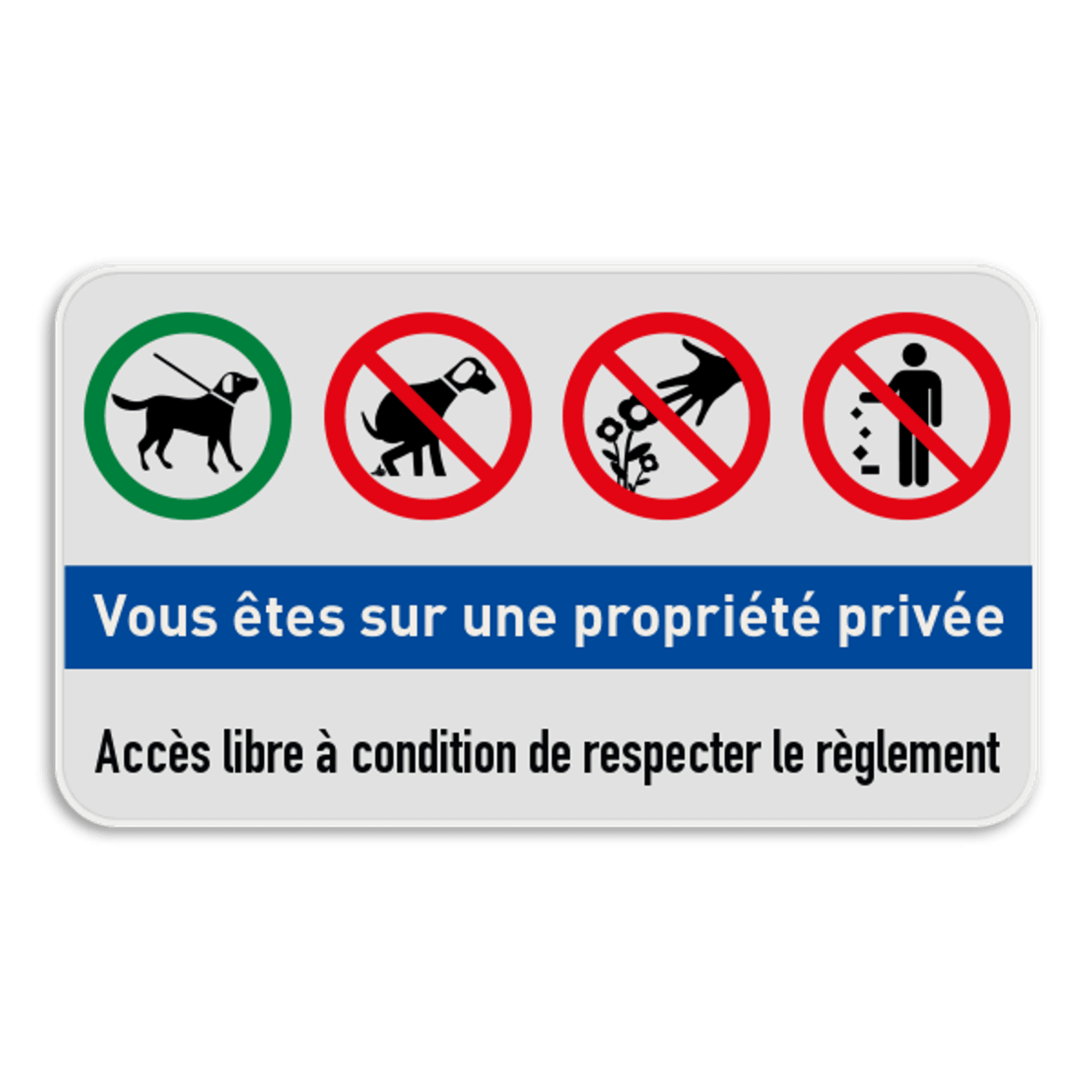 Aua Signalétique Schild 'Zutritt Verboten Privatgrundstück' – PVC 1,5 Mm Oder Aluminium, 200 Mm