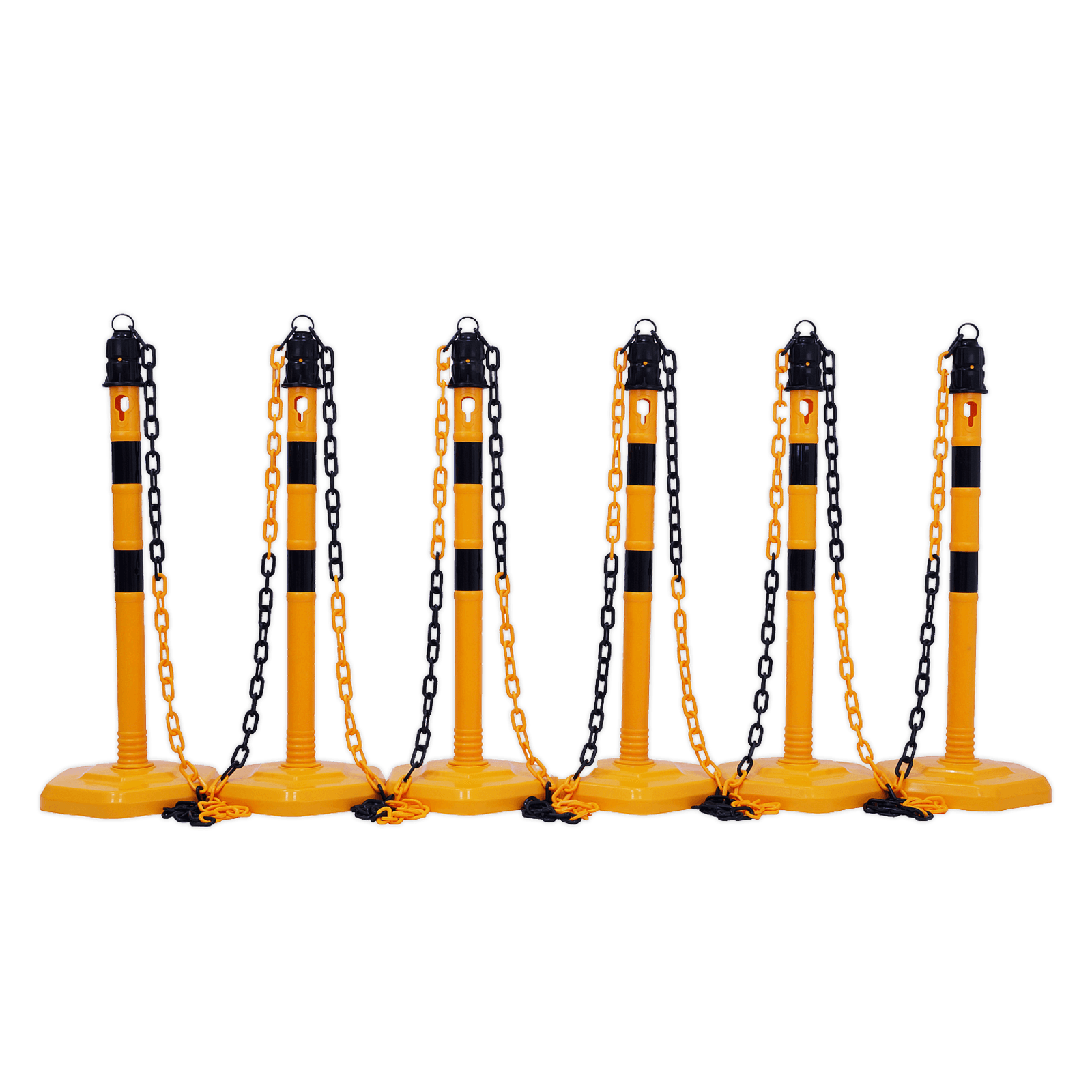 Steinbock Kettenständer 4er Set - Absperrung Schwarz/gelb