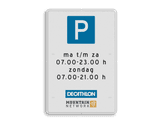 informatiebord reflecterend eigen ontwerp parkeren eigen terrein Decathlon