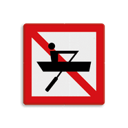 Scheepvaartbord A.16 - Verboden voor door spierkracht voortbewogen schepen