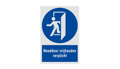 Veiligheisdpictogram MG30 - Nooddeur vrijhouden verplicht - reflecterend