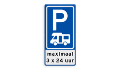 Verkeersbord RVV E08n + 3 txt - Parkeerplaats campers + beperking