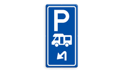 Parkeerroutebord E8n camper met pijl