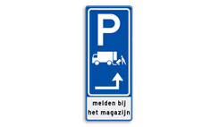 Verkeersbord RVV E07 - Melden bij het magazijn