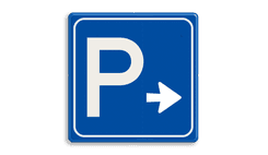 Verkeersbord parkeerplaats route + pijl - reflecterend