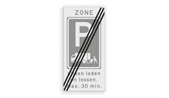 Zonebord laden en lossen - RVV E07 einde zone met ondertekst