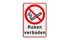 Vekeersbord verboden te roken + tekst - reflecterend