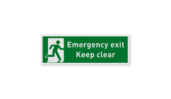 Nooduitgang bordje of sticker - Emergency exit, Keep clear - reflecterend