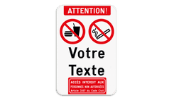 Panneau combiné avec 2 pictogrammes - Texte personnalisé