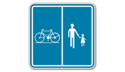 Panneau G2000 - F99b - Chemin réservé à la circulation des piétons, cyclistes et cavaliers avec l’indication de la partie du chemin qui est affectée aux différentes catégories d’usagers