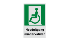 Nooduitgangbord met pictogram en tekst Nooduitgang mindervaliden