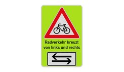 Warnschilder - Radverkehr kreuzt von links und rechts