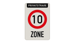 Verkehrsschild Privatstraße zone 10 km/h reflektierend