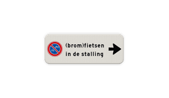 Bord hier geen (brom)fietsen plaatsen + route fietsenstalling - reflecterend