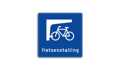 Bord fietsenstalling blauw/wit - reflecterend