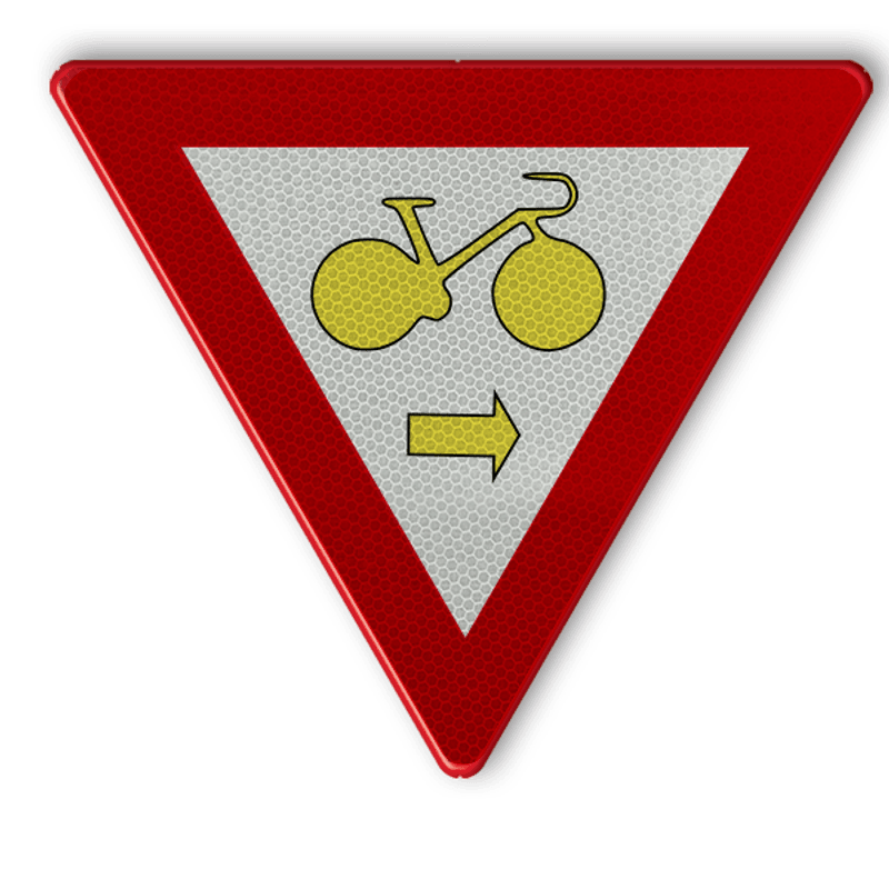 Voorrangsbord B22 Fietsers rechtsaf vrij Kopen? Bestel hier!>>