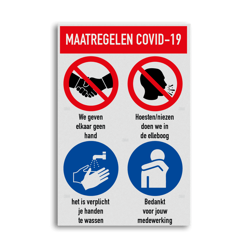 Veiligheidsbord Met Hygiene Regels Corona Virus Snel Geleverd