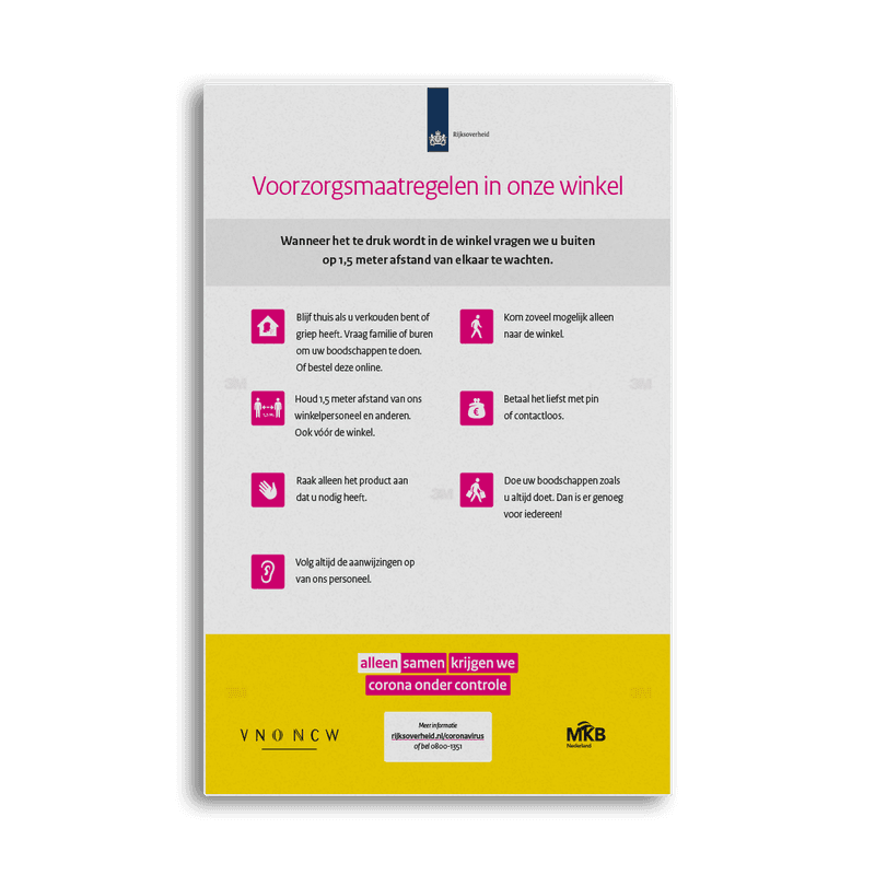 Informatiebord Rijksoverheid Voorzorgsmaatregelen Voor Winkels