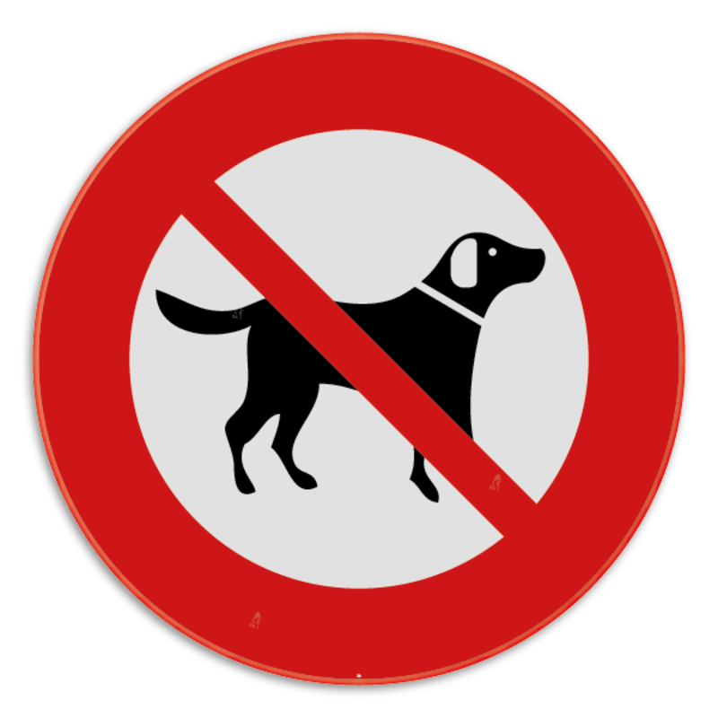 Panneau interdit aux chiens, Chiens non autorisés