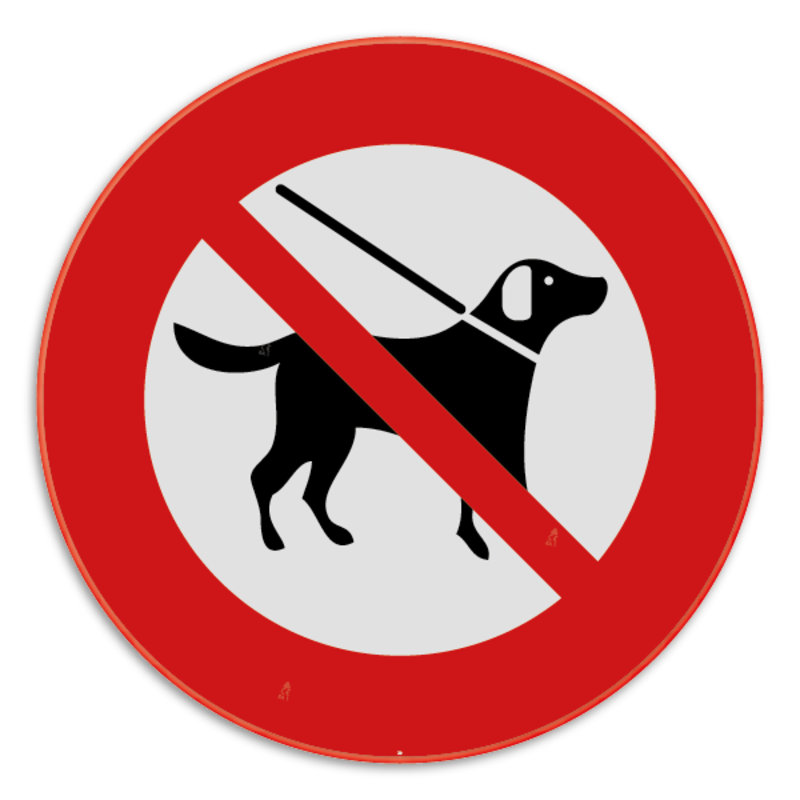 Ongeautoriseerd Afvoer Gelijk Verbodsbord honden| Verbodsbord | Reflecterend | Verkeersbord.be