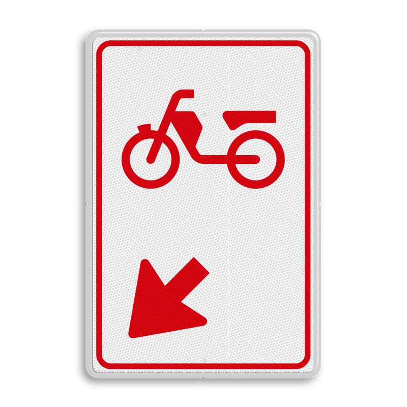 Verkeersbord D104 bromfietsers links van rijbaan wisselen | Bestel!