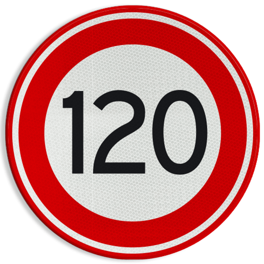 Betekenis Verkeersteken A01-120 - Maximum snelheid 120 km/h