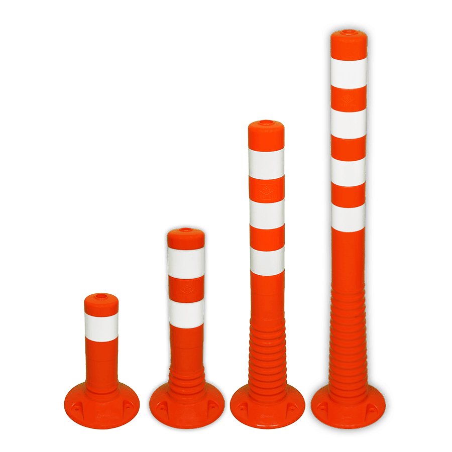 Kunststof flexibele afzetpaal oranje wit O80mm - overrijdbaar