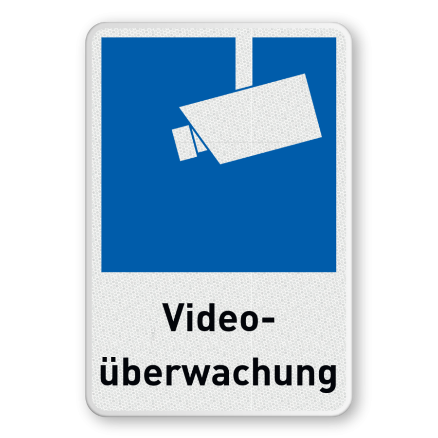 Schilder Videoüberwachung mit blauem Kamerasymbol + Tekst