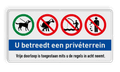 4 verkeerstekens + banner + 2 tekstregels