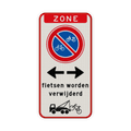 Koptekst + Verkeersteken + Pictogram + 2 tekstregels + Ondertekst