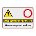 3 verkeerstekens + banner + 2 tekstregels