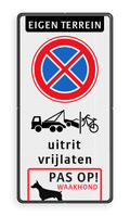 Koptekst + Verkeersteken + Pictogram + 2 tekstregels + Ondertekst