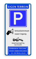 Koptekst - Verkeersteken - (route) parkeren - pictogram - Ondertekst