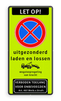 Koptekst + Verkeersteken + 2 tekstregels + Pictogram + Ondertekst
