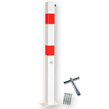 Antiparkeerpaal IB01 70x70mm rood/wit, NEERKLAPBAAR - bodemmontage